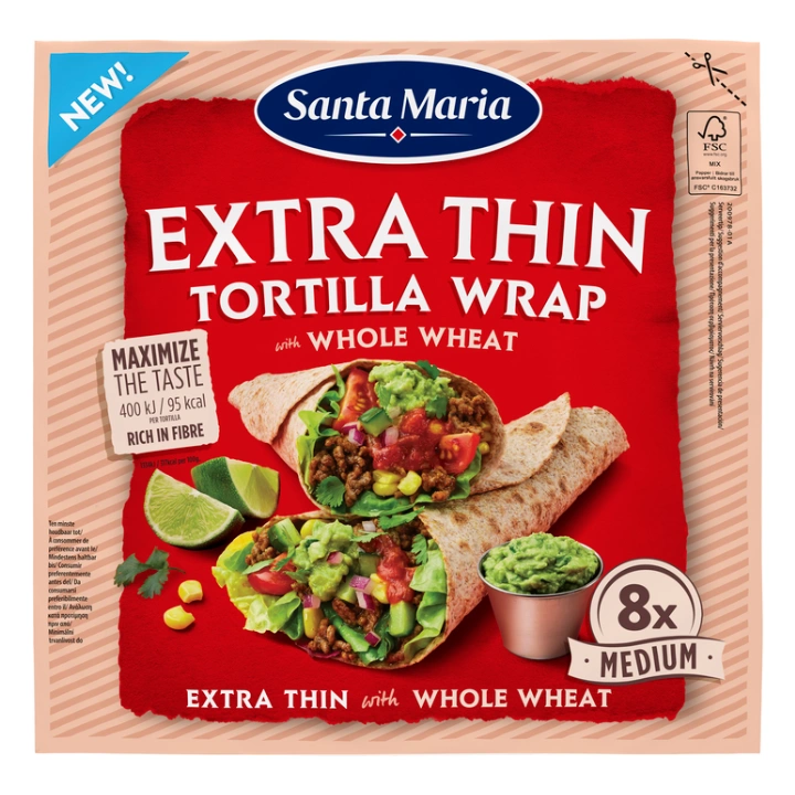 Santa Maria Tortilla extra tenká celozrnná
