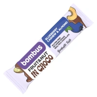 Bombus InChoco borůvka kešu mandle Fruit&amp;nut bar blueberry &amp; cashew &amp; almond